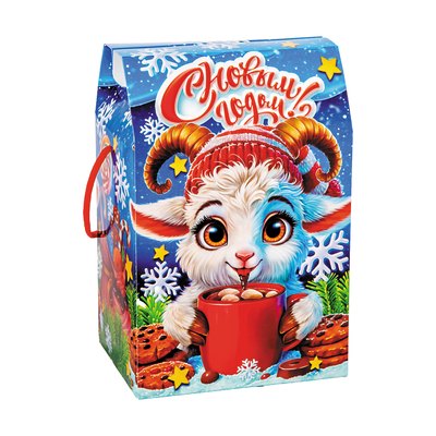 Новогодний подарок «017.Вкусняшка» · Вес: 600 г., Упаковка: картон. · Размеры: ↔ 13.00 см ⤢ 10.00 см ↕ 20.00 см · (кликни на картинку, чтобы увеличить) Детский новогодний подарок «Вкусняшка», 600 г, каталог 2027 года - фото 2