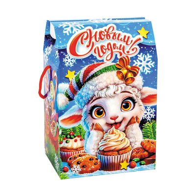 Новогодний подарок «017.Вкусняшка» · Вес: 600 г., Упаковка: картон. · Размеры: ↔ 13.00 см ⤢ 10.00 см ↕ 20.00 см · (кликни на картинку, чтобы увеличить) Детский новогодний подарок «Вкусняшка», 600 г, каталог 2027 года
