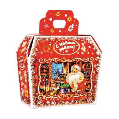 Новогодний подарок «036.Уют» · Вес: 700 г., Упаковка: картон. · Размеры: ↔ 19.50 см ⤢ 10.50 см ↕ 23.00 см · (кликни на картинку, чтобы увеличить) Детский новогодний подарок «Уют», 700 г, каталог 2027 года