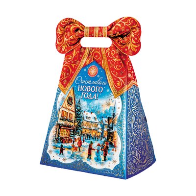 Новогодний подарок «039.Бантик» · Вес: 500 г., Упаковка: картон. · Размеры: ↔ 18.00 см ⤢ 12.00 см ↕ 26.00 см · (кликни на картинку, чтобы увеличить) Детский новогодний подарок «Бантик», 500 г, каталог 2027 года