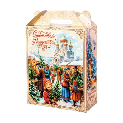 Новогодний подарок «056.Традиция» · Вес: 900 г., Упаковка: картон. · Размеры: ↔ 17.00 см ⤢ 8.00 см ↕ 25.50 см · (кликни на картинку, чтобы увеличить) Детский новогодний подарок «Традиция», 900 г, каталог 2027 года - фото 2