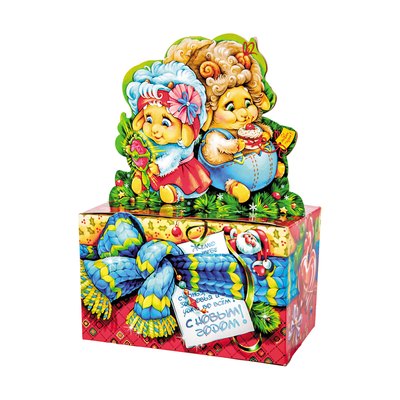 Новогодний подарок «066.Трио» · Вес: 1000 г., Упаковка: картон. · Размеры: ↔ 20.00 см ⤢ 13.00 см ↕ 27.50 см · (кликни на картинку, чтобы увеличить) Детский новогодний подарок «Трио», 1000 г, каталог 2027 года