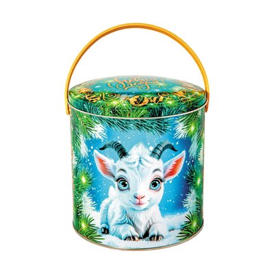 Новогодний подарок «109.Искорка» · Вес: 900 г., Упаковка: жесть. · Размеры: ↕ 15.50 см ⌀ 15.30 см · (кликни на картинку, чтобы увеличить) Детский новогодний подарок «Искорка», 900 г, каталог 2027 года